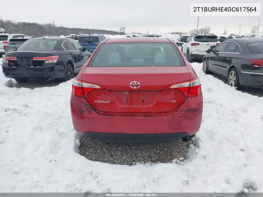 2T1BURHE4GC617564 2016 Toyota Corolla Le