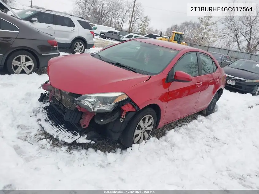 2T1BURHE4GC617564 2016 Toyota Corolla Le