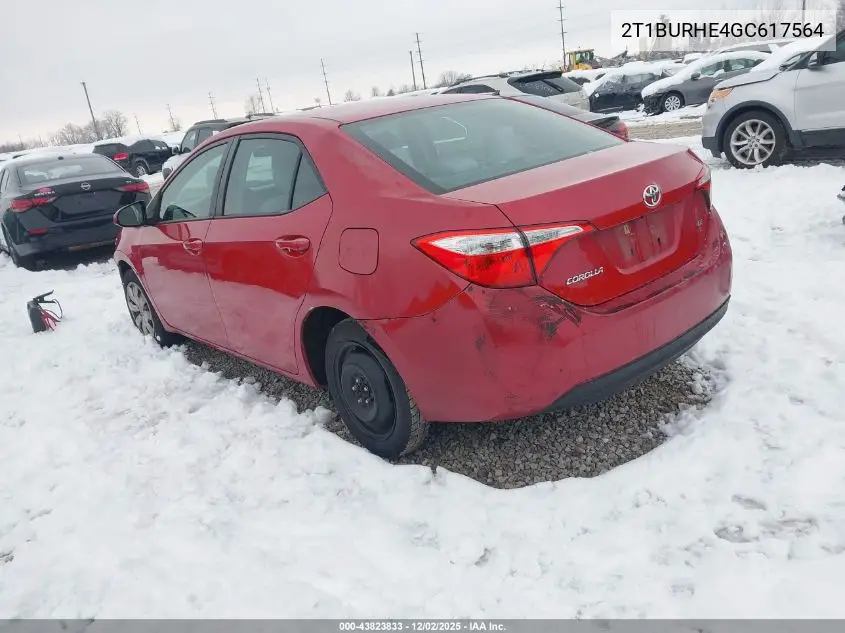 2T1BURHE4GC617564 2016 Toyota Corolla Le
