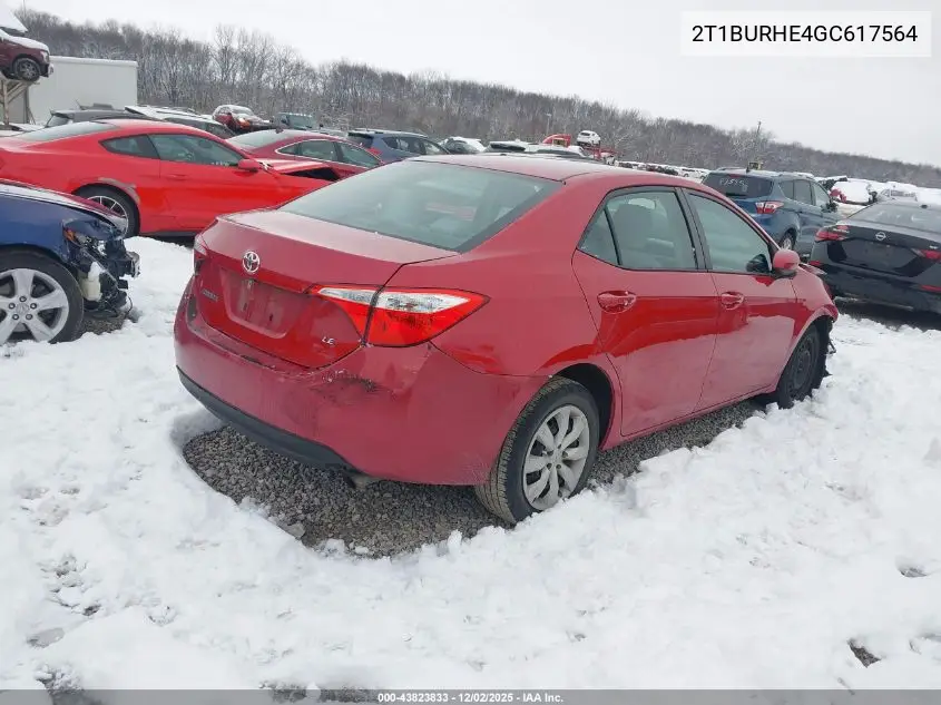 2T1BURHE4GC617564 2016 Toyota Corolla Le