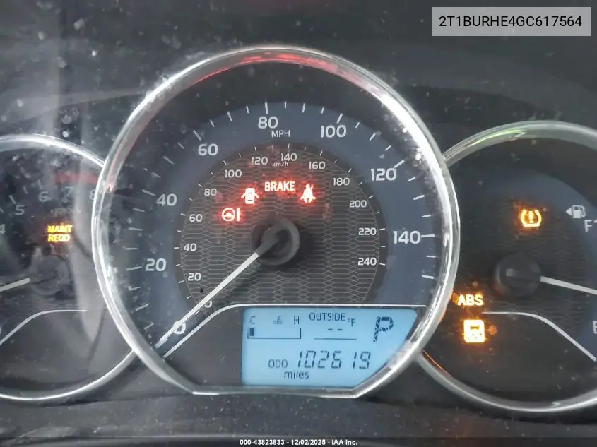 2T1BURHE4GC617564 2016 Toyota Corolla Le