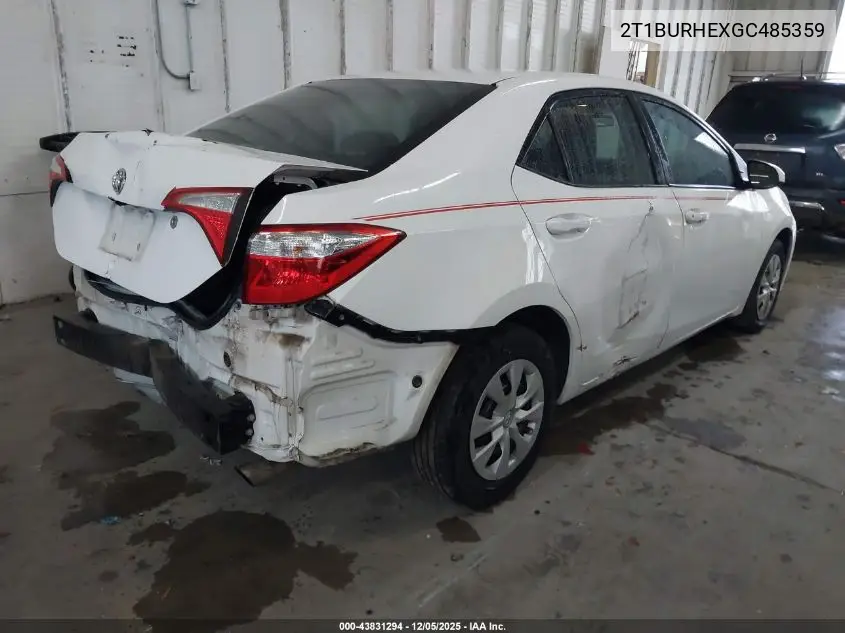 2T1BURHEXGC485359 2016 Toyota Corolla L
