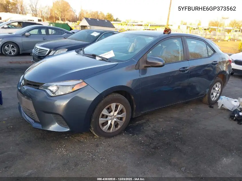 5YFBURHE6GP373562 2016 Toyota Corolla L
