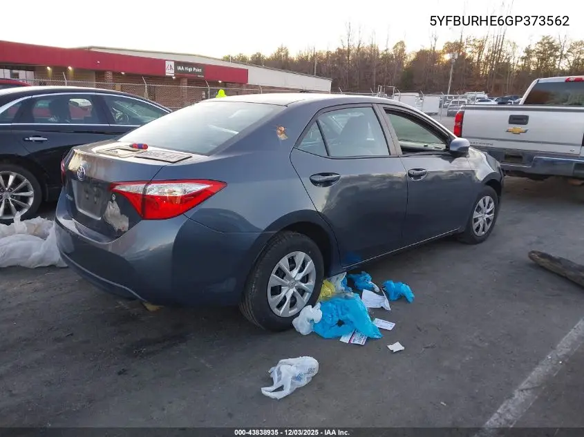 5YFBURHE6GP373562 2016 Toyota Corolla L