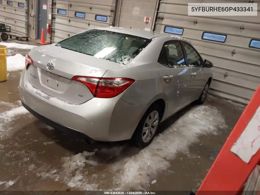 5YFBURHE6GP433341 2016 Toyota Corolla Le