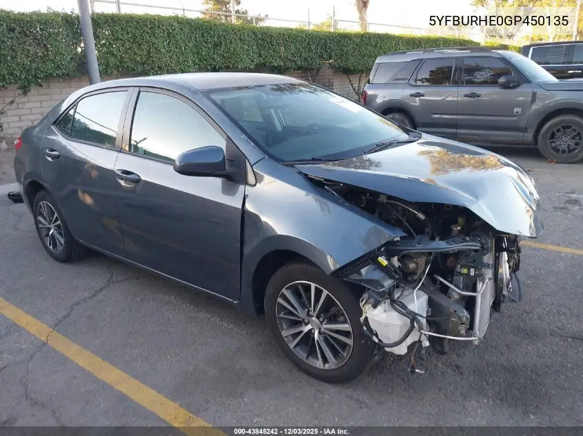 5YFBURHE0GP450135 2016 Toyota Corolla Le Plus