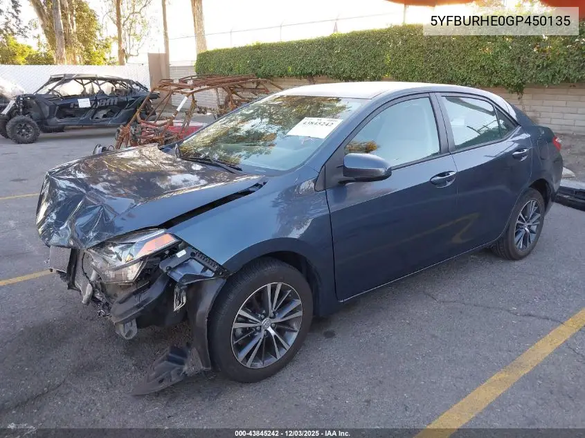 5YFBURHE0GP450135 2016 Toyota Corolla Le Plus