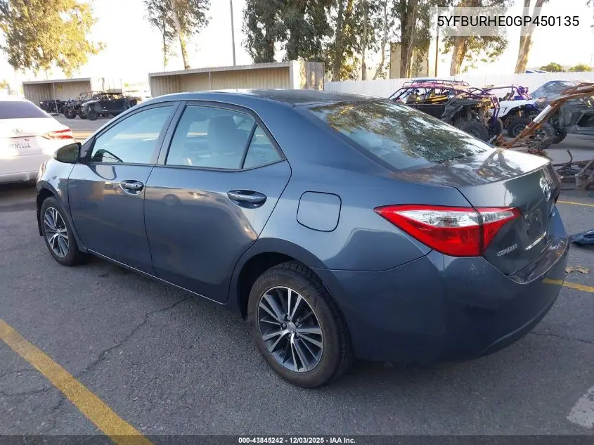 5YFBURHE0GP450135 2016 Toyota Corolla Le Plus