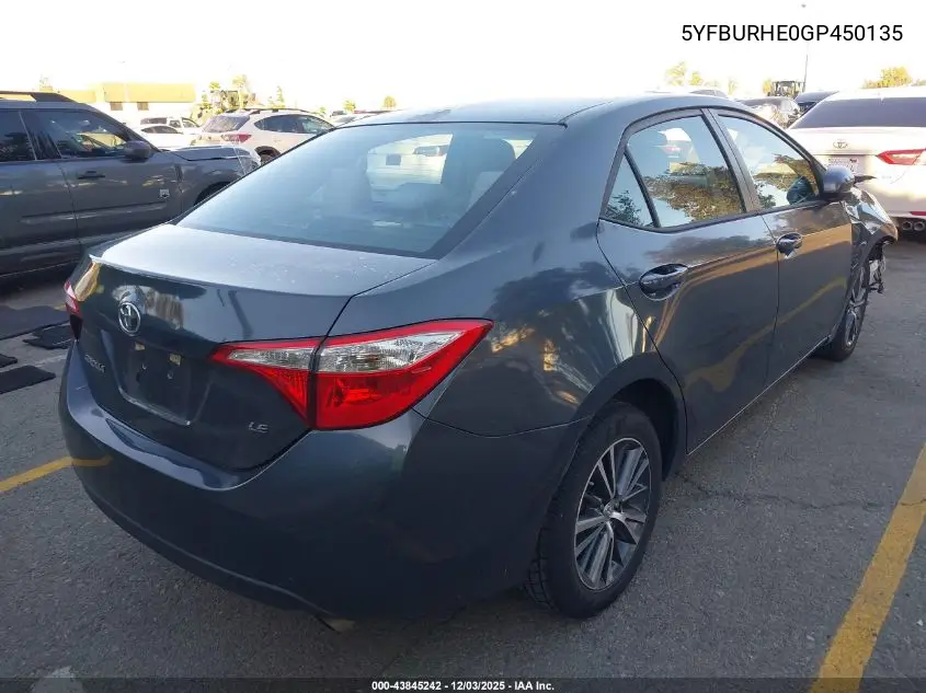 5YFBURHE0GP450135 2016 Toyota Corolla Le Plus