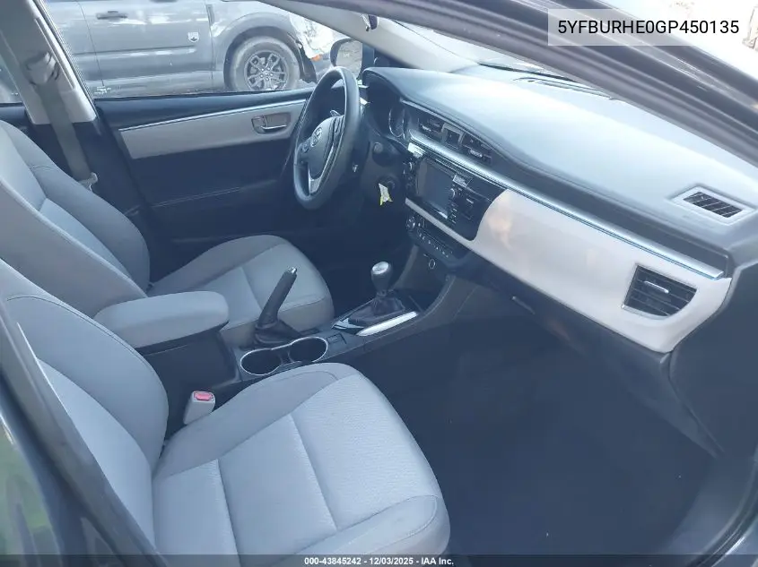 5YFBURHE0GP450135 2016 Toyota Corolla Le Plus