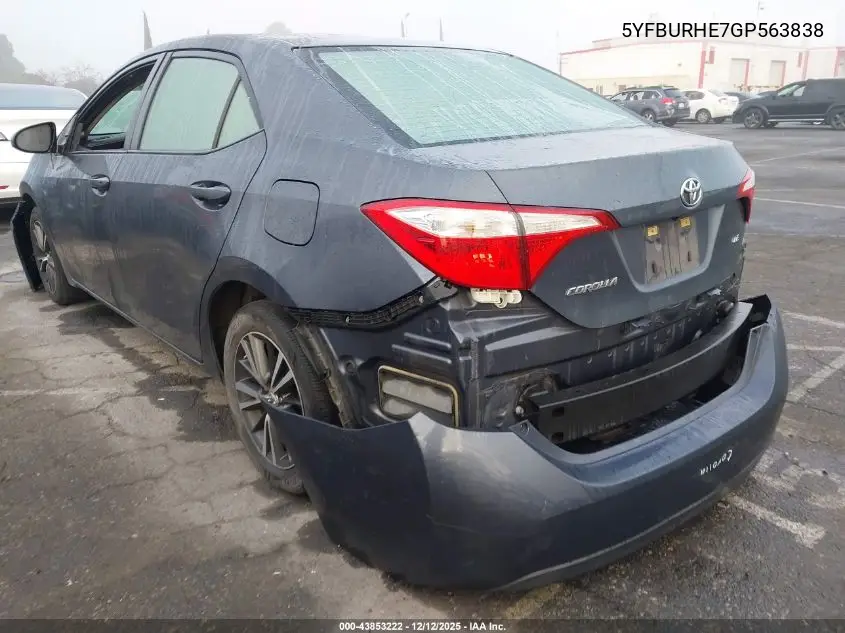5YFBURHE7GP563838 2016 Toyota Corolla Le Plus