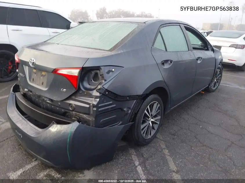 5YFBURHE7GP563838 2016 Toyota Corolla Le Plus