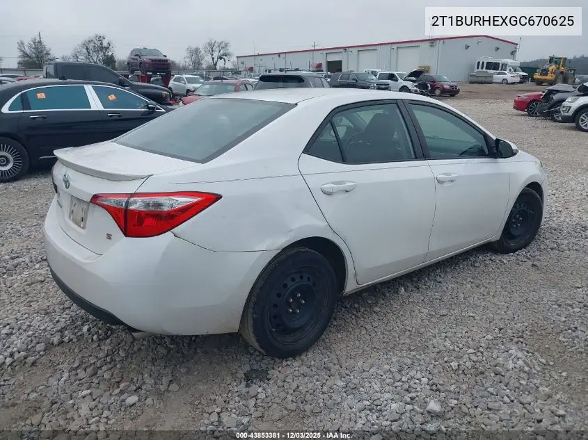 2T1BURHEXGC670625 2016 Toyota Corolla S