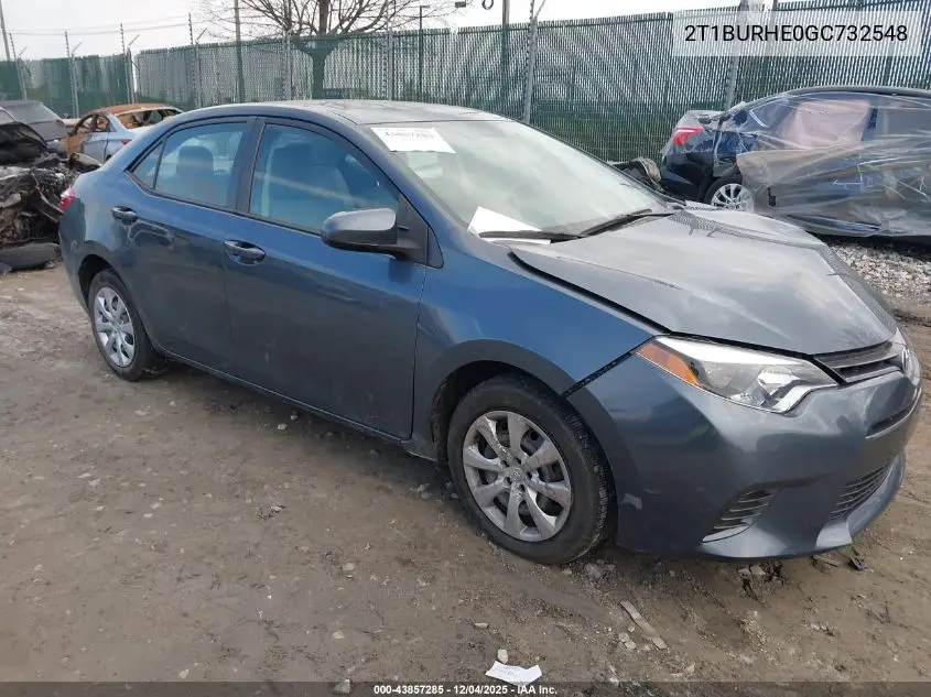 2T1BURHE0GC732548 2016 Toyota Corolla Le