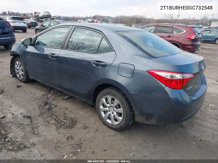 2T1BURHE0GC732548 2016 Toyota Corolla Le