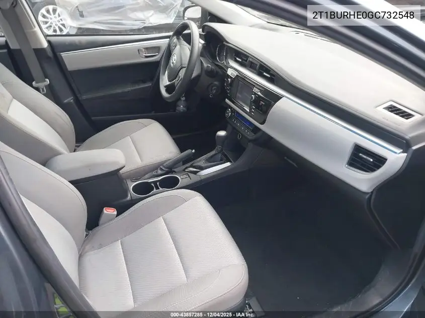 2T1BURHE0GC732548 2016 Toyota Corolla Le