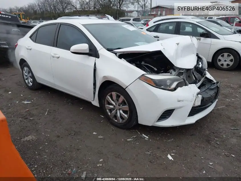 5YFBURHE4GP406526 2016 Toyota Corolla Le