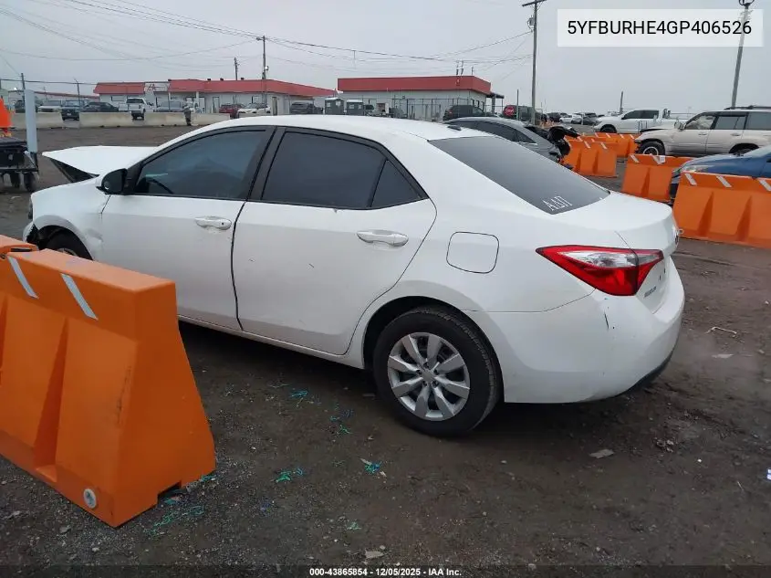5YFBURHE4GP406526 2016 Toyota Corolla Le