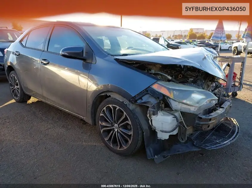 5YFBURHEXGP436050 2016 Toyota Corolla S Plus