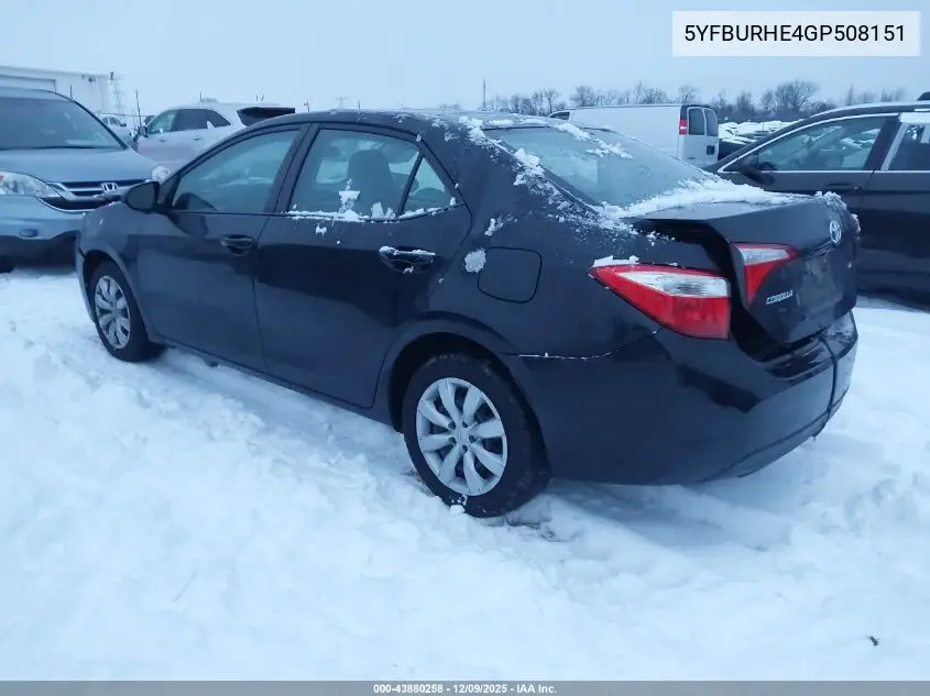 5YFBURHE4GP508151 2016 Toyota Corolla Le