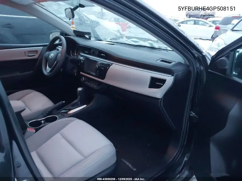 5YFBURHE4GP508151 2016 Toyota Corolla Le