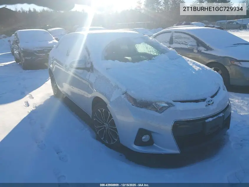 2T1BURHE1GC729934 2016 Toyota Corolla S Plus