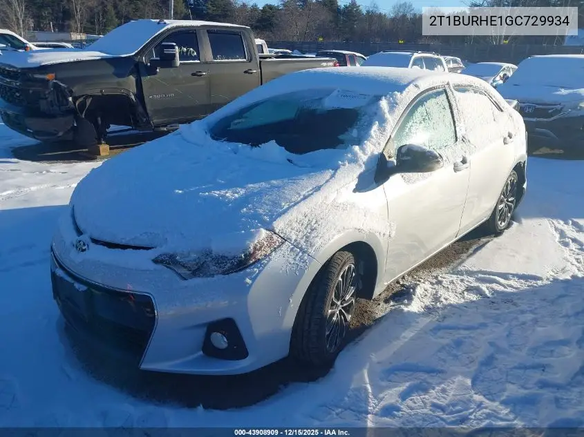 2T1BURHE1GC729934 2016 Toyota Corolla S Plus