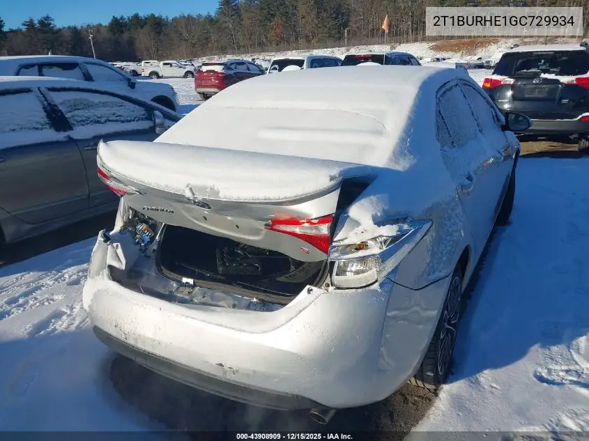 2T1BURHE1GC729934 2016 Toyota Corolla S Plus