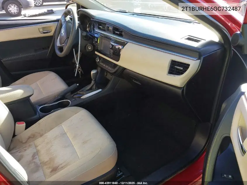 2T1BURHE6GC732487 2016 Toyota Corolla Le