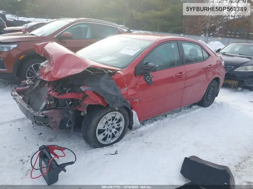 5YFBURHE5GP561389 2016 Toyota Corolla S