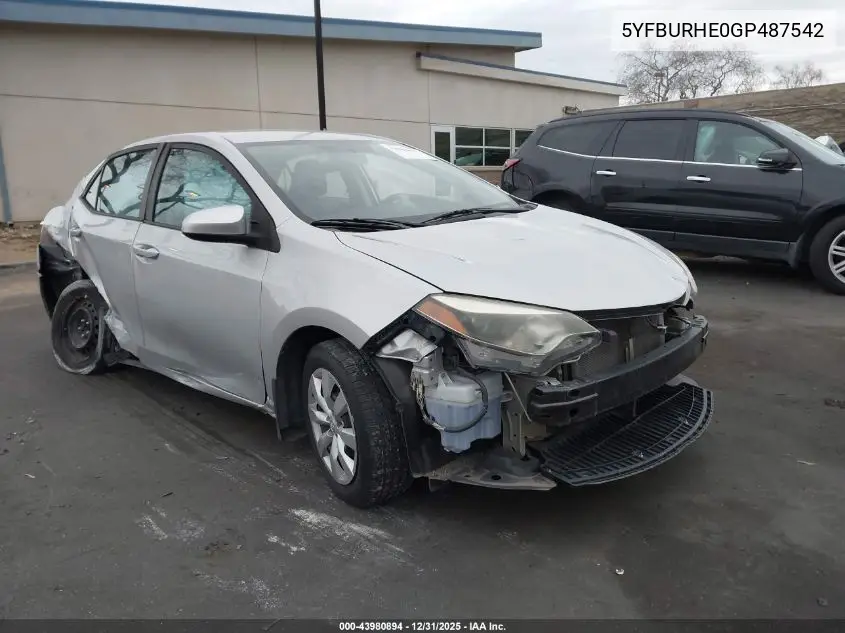 5YFBURHE0GP487542 2016 Toyota Corolla Le