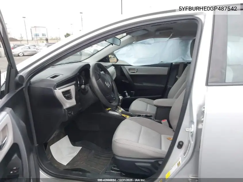 5YFBURHE0GP487542 2016 Toyota Corolla Le