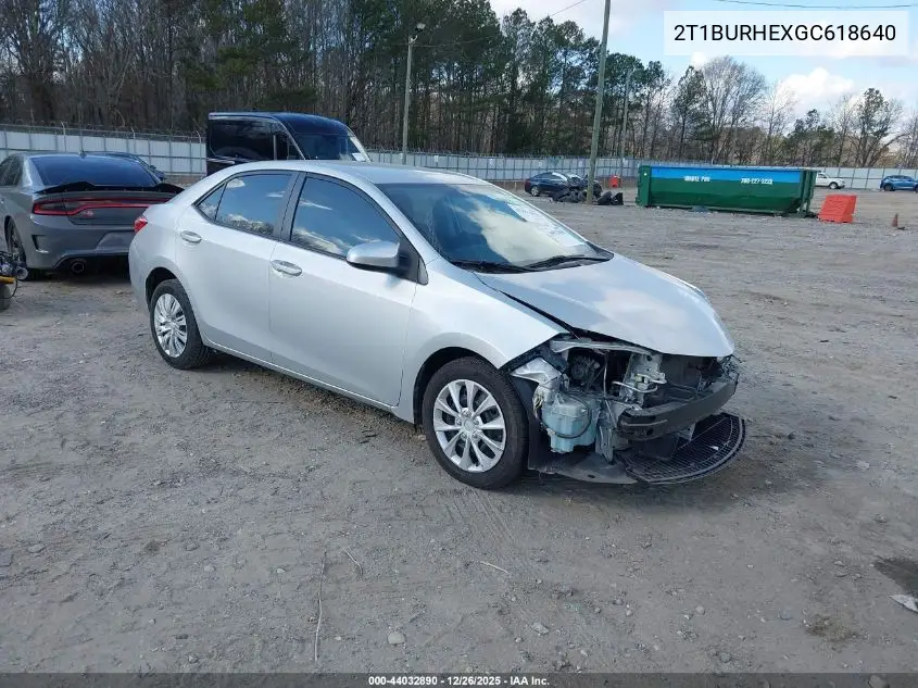 2T1BURHEXGC618640 2016 Toyota Corolla Le