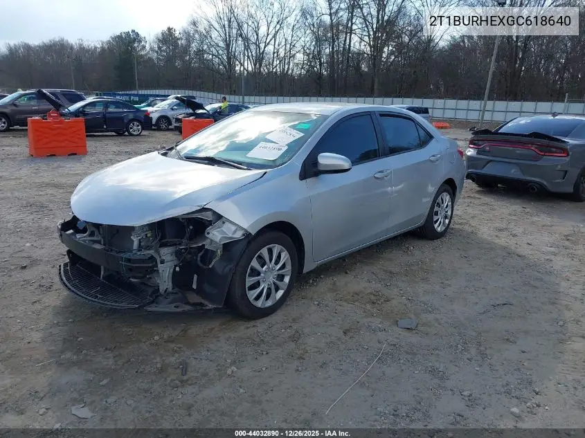 2T1BURHEXGC618640 2016 Toyota Corolla Le