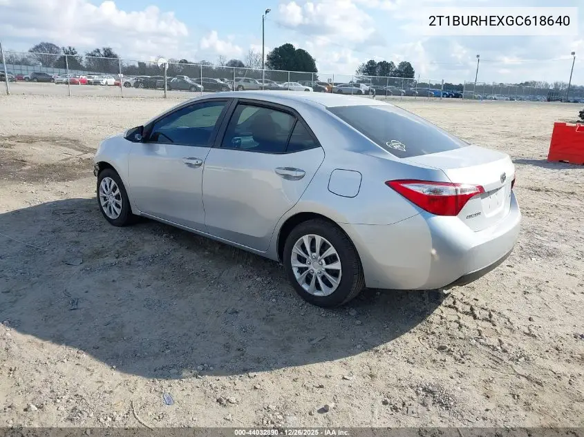 2T1BURHEXGC618640 2016 Toyota Corolla Le