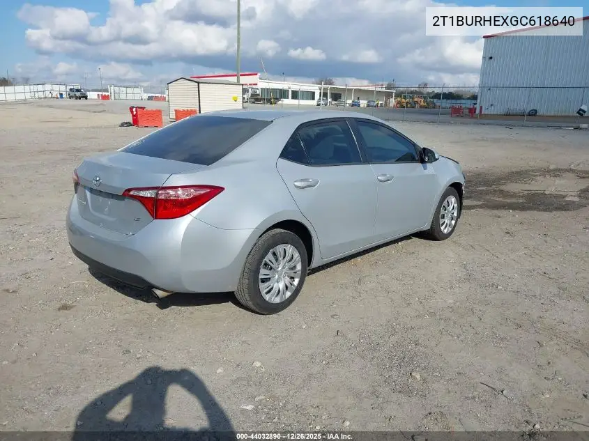 2T1BURHEXGC618640 2016 Toyota Corolla Le