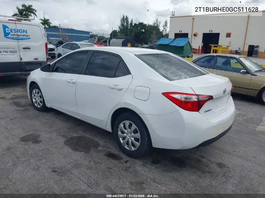 2T1BURHE0GC511628 2016 Toyota Corolla L