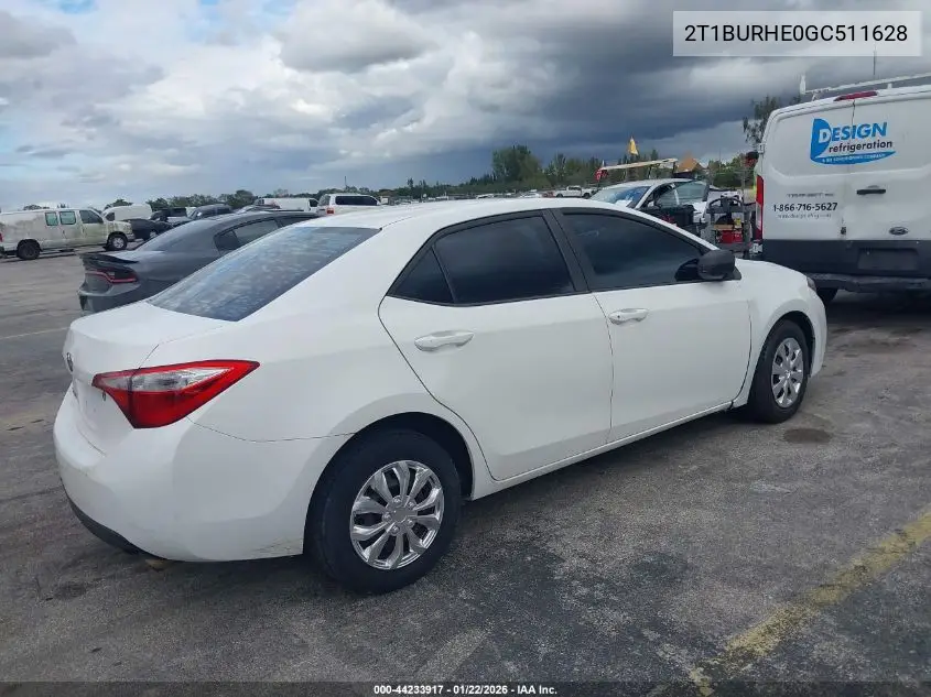 2T1BURHE0GC511628 2016 Toyota Corolla L