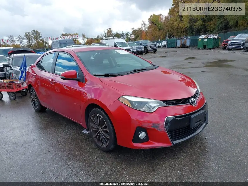 2T1BURHE2GC740375 2016 Toyota Corolla S Plus