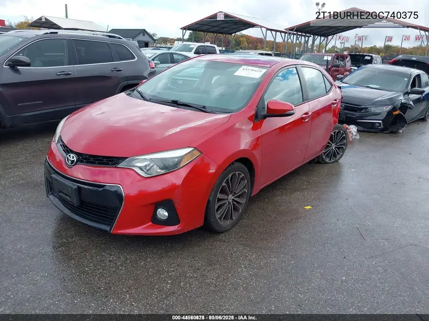 2T1BURHE2GC740375 2016 Toyota Corolla S Plus