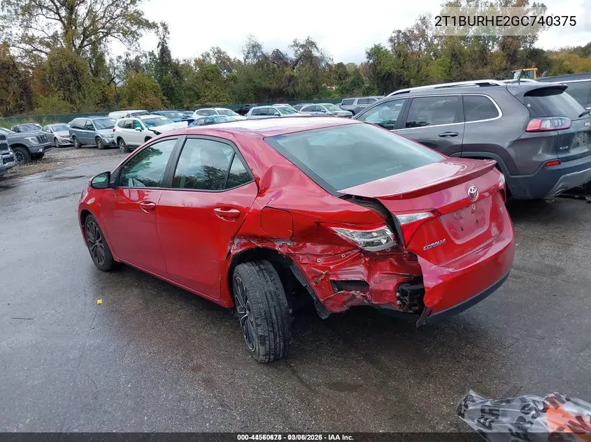 2T1BURHE2GC740375 2016 Toyota Corolla S Plus