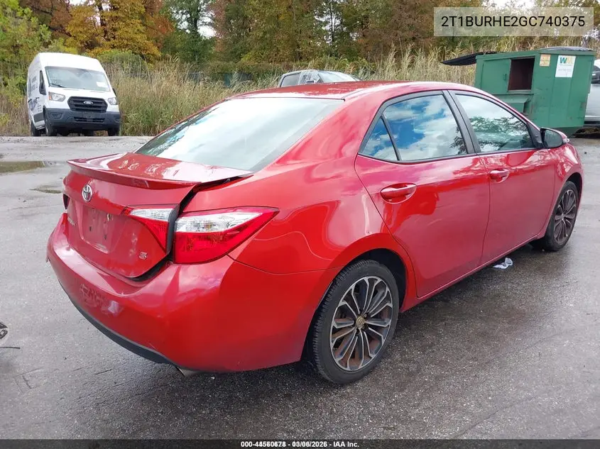 2T1BURHE2GC740375 2016 Toyota Corolla S Plus