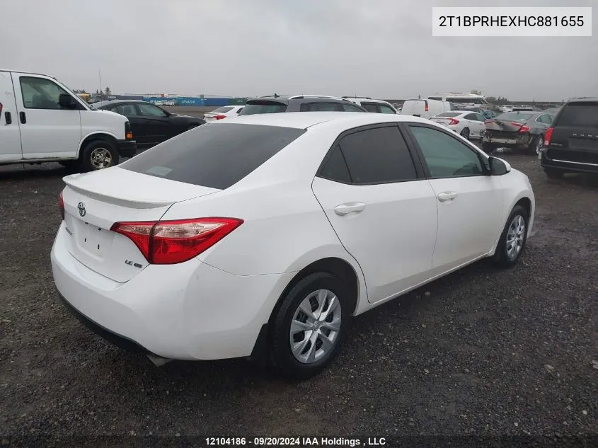 2017 Toyota Corolla Le Eco VIN: 2T1BPRHEXHC881655 Lot: 12104186