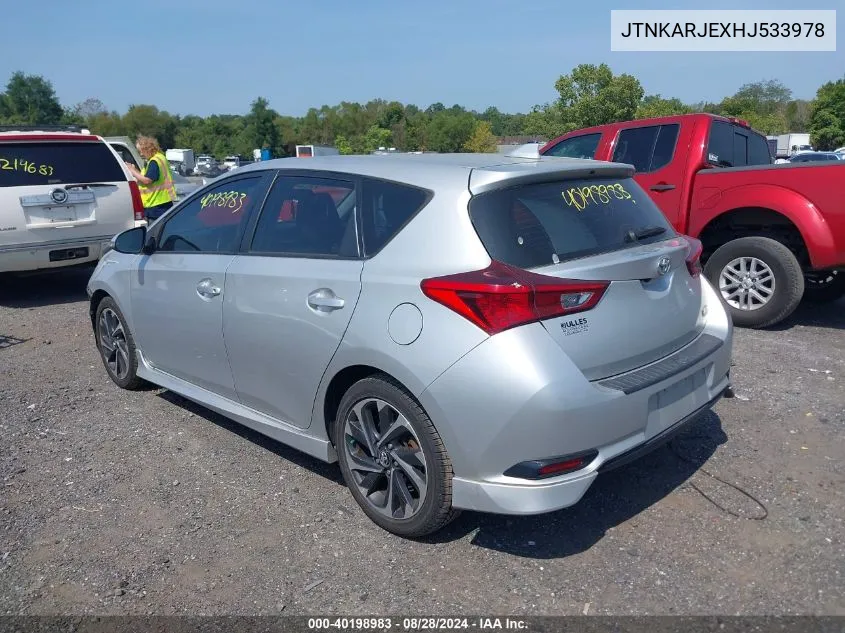 2017 Toyota Corolla Im VIN: JTNKARJEXHJ533978 Lot: 40198983