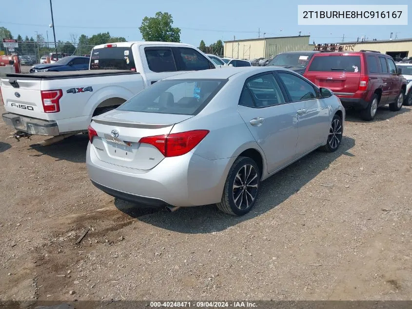 2017 Toyota Corolla Se VIN: 2T1BURHE8HC916167 Lot: 40248471