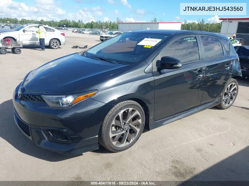 2017 Toyota Corolla Im VIN: JTNKARJE3HJ543560 Lot: 40411616