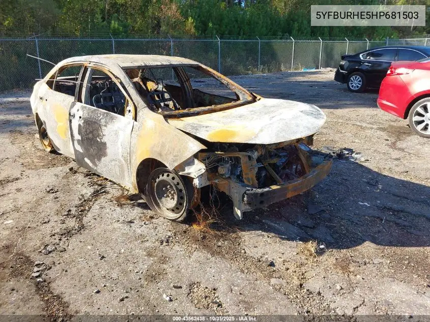 5YFBURHE5HP681503 2017 Toyota Corolla Le