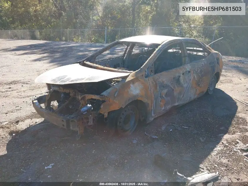 5YFBURHE5HP681503 2017 Toyota Corolla Le