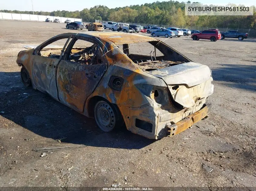 5YFBURHE5HP681503 2017 Toyota Corolla Le