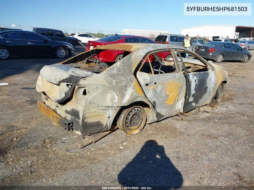 5YFBURHE5HP681503 2017 Toyota Corolla Le